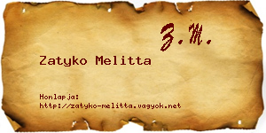 Zatyko Melitta névjegykártya
